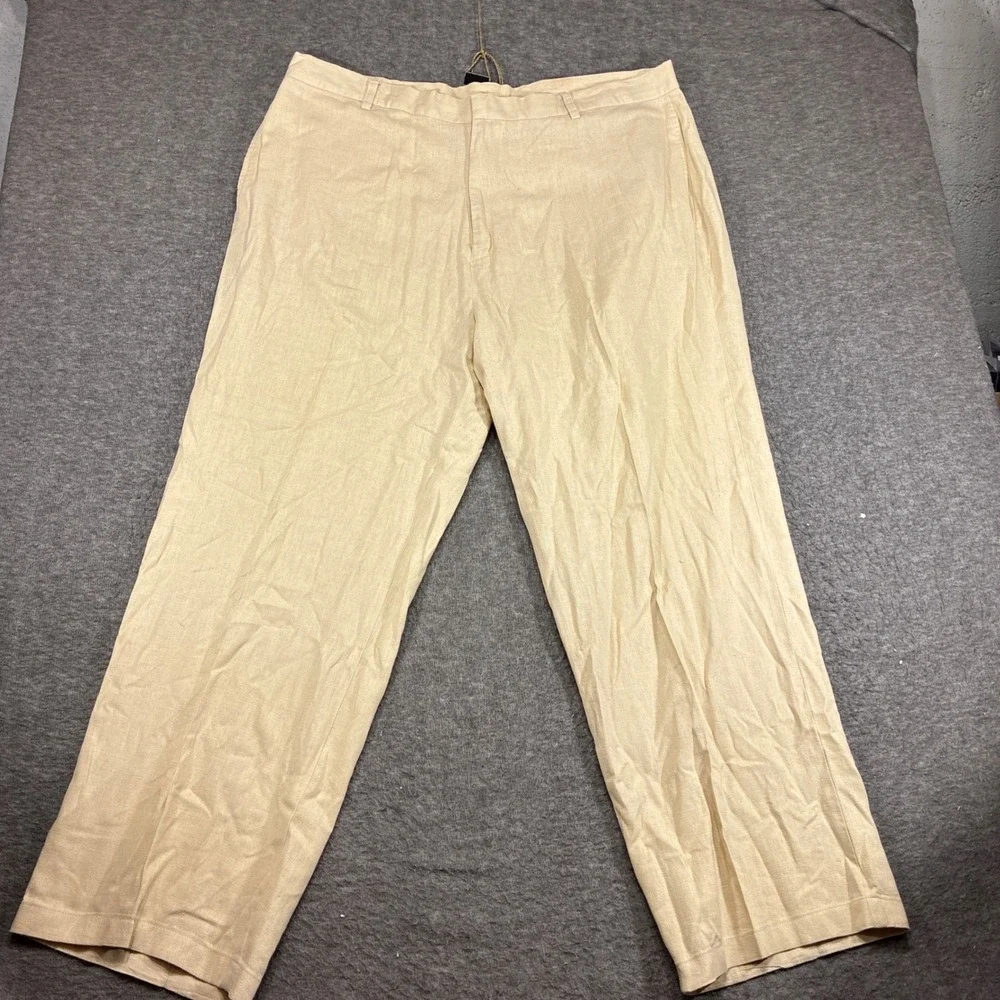 Martinez Montiel Linen Blend Pants Mens 42x31 Tan Relaxed Fit Summer Beach